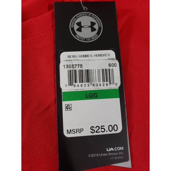 Under Armour Shirt Size Large Mens Red Heatgear Loose Running NWT - Picture 4 of 10